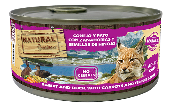 Natural Greatness lata gato conejo y pato 185gr