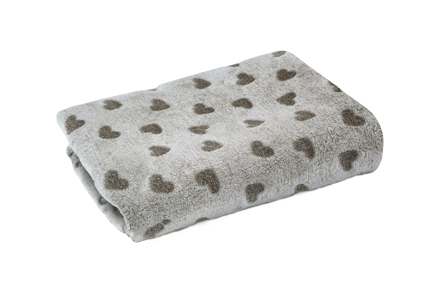 Manta Corazones Marron 100x70cm