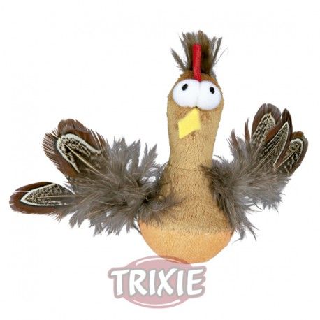 Juguete Pollo Roly-Poly Plumas y sonido 10cm / Trixie